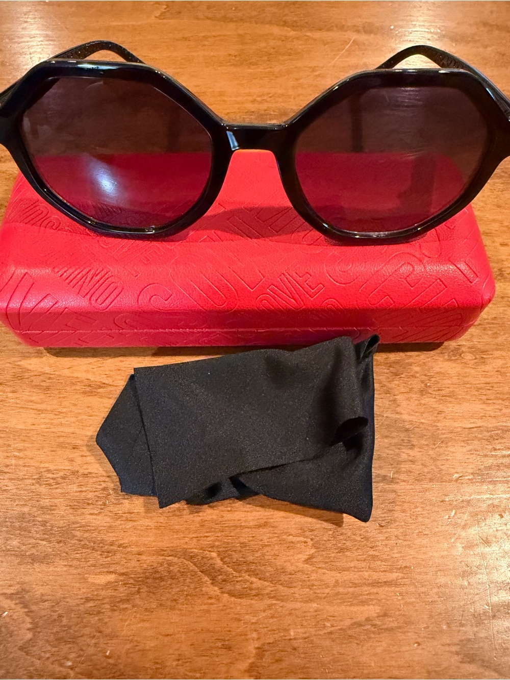 Love Moschino Black Oversized Round Women's Sunglasses - Classic Style